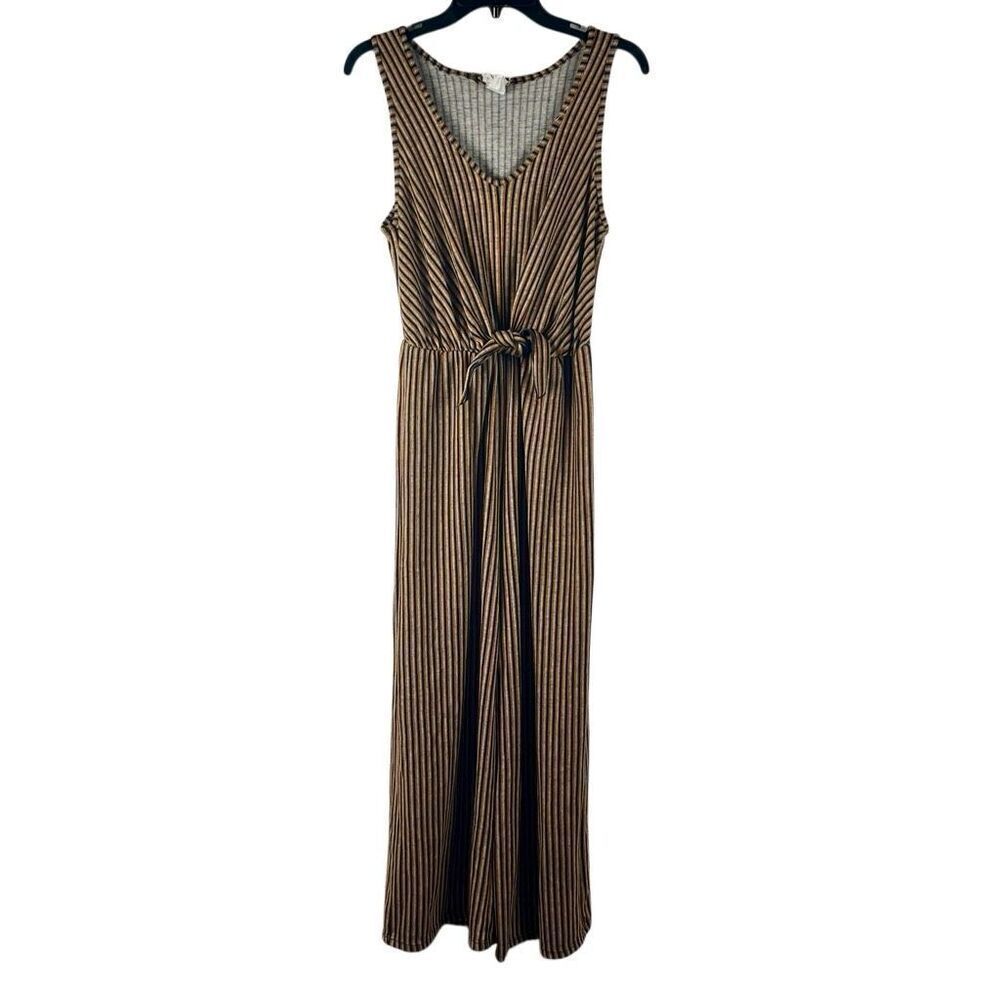 Caution To The Wind Striped One Piece Tank Jumpsuit Medium